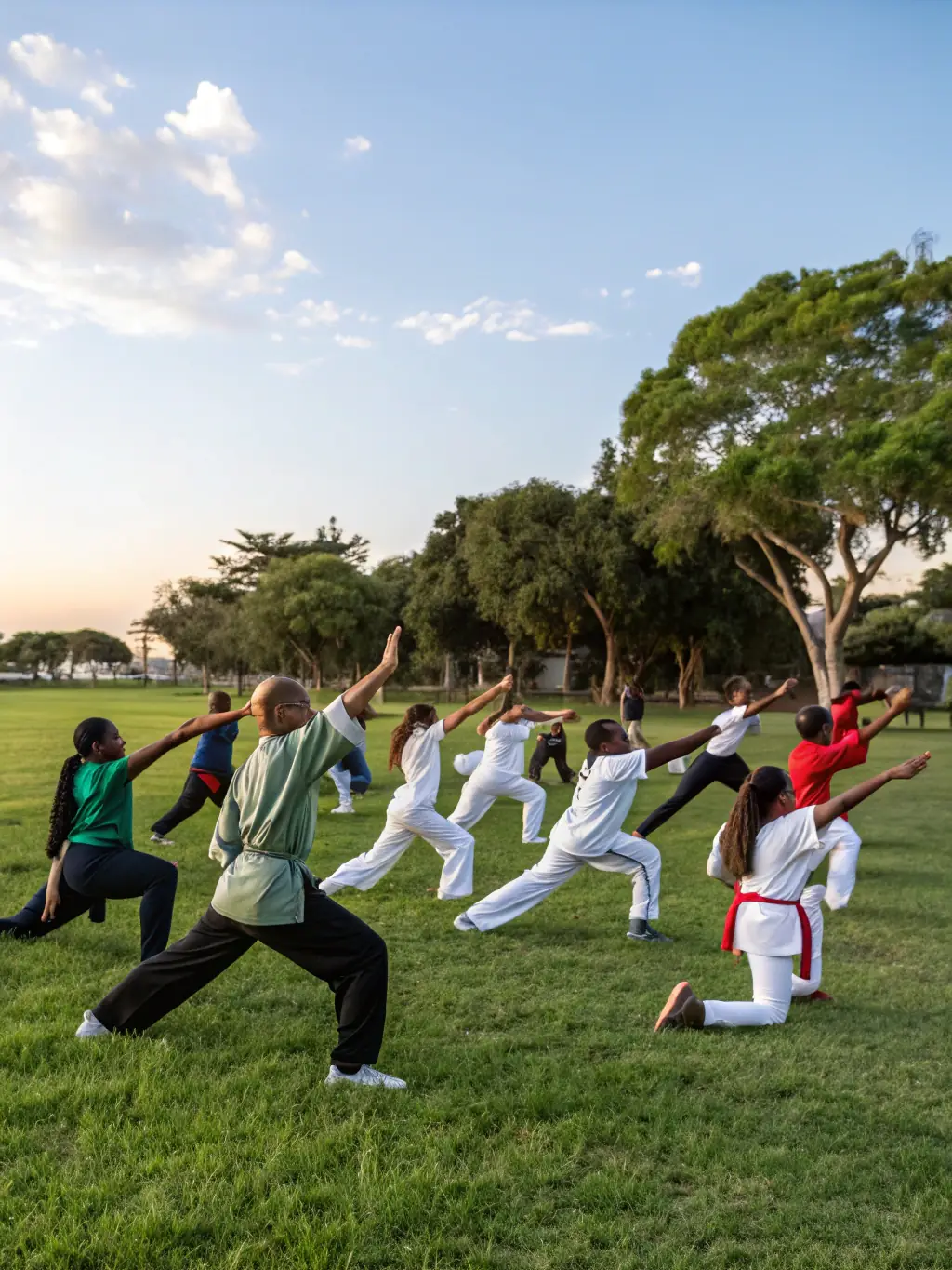 A dynamic photo of CJJCF members participating in an outdoor team-building activity in a scenic natural setting, emphasizing teamwork and adventure.